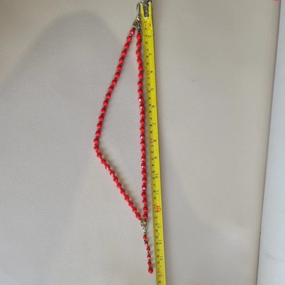 Vintage Women's Gorgeous Red Granule Double Layered Bead Necklace 13" +3" - Picture 8 of 8